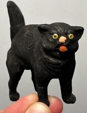 Early Antique Halloween 3” German Black Cat Candy Container Halloween Cat Beauty picture