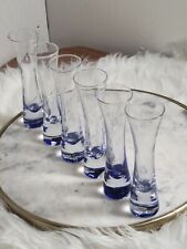 Set Of 6 Vtg CIROC VODKA 6.25” Shot Glasses Cobalt Blue Weighted Etched Italy picture