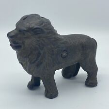 Original Antique Vtg 1920 Williams Quilted Lion Cast Iron Still Penny Bank Rare picture