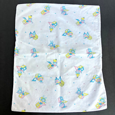 Vintage 50's Child’s Pillowcase Jack-in-the-Box Kittens Bunnies Pink Blue Yellow picture
