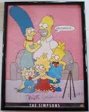 Vintage SIMPSONS Poster signed by Matt Groening (1991 Framed 19 X 25) picture