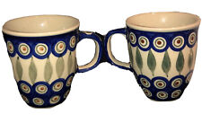 Two Vintage Polish Blue Coffee Mugs Nice picture