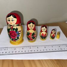 MATRYOSHKA WOOD RUSSIAN NESTING DOLLS 5 layer hand made painted.UNIQUE picture