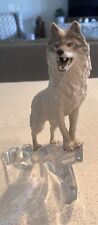 1988 Franklin Mint ~ Cry of the North - WOLF ON CRYSTAL ICE BASE picture