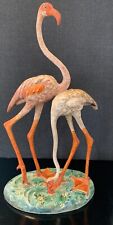 FANTASTIC HAND PAINTED HOLLYWOOD REGENCY SIGNED ITALIAN CERAMIC PINK FLAMINGOS  picture