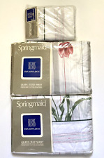 New Vtg Springmaid Bill Blass SIMPLY TULIPS 3 Pc Queen Set - Flat Fitted Cases picture