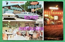 ROUTE 66~ SHAMROCK, TX~MAVERICK RESTAURANT~ multi view postcard ~ 1960s picture