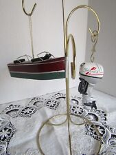 Lot of 2 Wooden Fishing Boat and Motor Propeller Xmas  Ornament/Fishing Nautica. picture