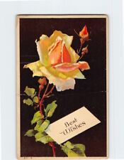 Postcard Best Wishes Flower Art Print Embossed Card picture