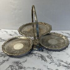 Vintage 3 Tier Foldable Silver Plated Stand Serving Tray Godinger picture