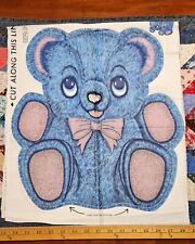 VTG Blue Teddy Bear Cut N Sew Pillow Stuffed Doll Fabric Panel Vintage 1970s picture