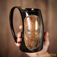 600 ML Viking Drinking Horn Tankard Beer Wine Ale Medieval Engraved Design Mug picture