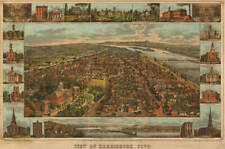 Birds Eye View Of Harrisburg, Pennsylvania 1855 Old Photo Print picture