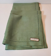 Vintage Linen Napkins Green Set of 4 Made in Ireland Threads Drawn by Hand picture