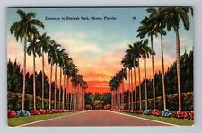 Miami FL-Florida, Entrance to Hialeah Park, Sunset, Vintage Postcard picture