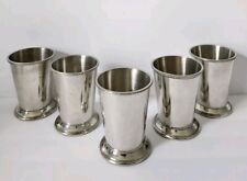5 Mint Julep- cups tumblers Beaded English Pewter/Sheffield, England picture