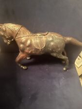 VINTAGE LEATHER WRAPPED HORSE STATUE W/SADDLE picture