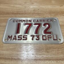 Massachusetts 1973 COMMON CARRIER DPU License Plate & PLATE  Number 1772 Unused picture