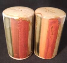 70s Otagiri MCM Japanese Jumbo Stoneware Salt & Pepper Shakers Vintage Earthtone picture