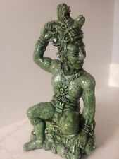 Vintage Jade Malachite Mayan Tribal Aztec Warrior Statuette Figurine Sculpture  picture