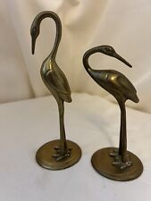 Vintage Brass Cranes Herons Water Birds - Set Of 2 picture