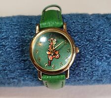 Rare Vintage Disney Tigger Watch Green Ladies Band Great Condition *New Battery* picture