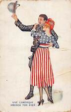 J74/ Patriotic Postcard c1910 America Forever Flag Dress Sager Signed 156 picture
