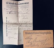 Western Union Teledgraph Co c1880s #1266 to Boston theatre picture
