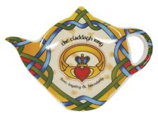 Claddagh Teabag Holder Irish Weave Teapot Shaped Resting Caddy Saucer Made of... picture