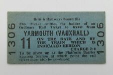 BRB (E) Railway Ticket 1306 Train 11 Yarmouth (Vauxhall) picture