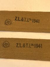Military WW2 WWII Bren P37 Auxiliary Utility Strap ZL&T. LTD 1941 NOS Set of 2 picture