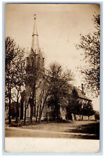 Washburn Iowa IA Postcard Scene Near Church Building 1907 Posted RPPC Photo picture