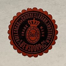 BENSDORP & CO. CHOCOLATE COCOA AMSTERDAM SEAL LABEL WITH GUM picture