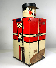 VTG HUNTLEY & PALMERS SOLDIER GUARD SHAPE BISCUIT TIN 1950’S ENGLAND PAPER LABEL picture