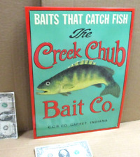 CREEK CHUB BAIT - Garret Indiana - CCB Company -BEAUTIFUL ...OLD SIGN Dated 1991 picture