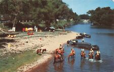 Postcard MO Noel Horseback Riding Shadow Lake Resort River Crossing Cowboys picture