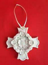 Margaret Furlong Blooms Of Hope Cross Christmas Tree Ornament Bisque Porcelain picture