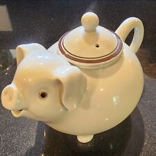 Vintage Fitz and Floyd Ceramic Pig Teapot Cream Colored 2 Cup 1976 picture