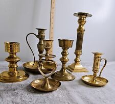 Lot of 6 Vintage Mixed Brass Candlesticks Candle Holders picture