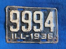 1936 Illinois Passenger Shorty License Plate # 9994 picture