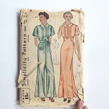 1920s 1930s Vintage Simplicity 1895 Loungewear Nightwear Pants Sewing Pattern picture