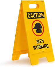 25 X 12 Inch “Caution - Men Working” Two-Sided Folding Floor Sign with Symbol, D picture