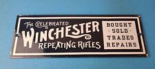 Vintage Winchester Porcelain Repeating Rifles Ammo Gun Sales Gas Oil Pump Sign picture