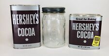 Vintage Hershey's® Cocoa Metal 8-oz Tins & Glass Toppings Jar picture