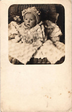 Real Photo Adorable Baby Girl Wearing Hat Postcard picture