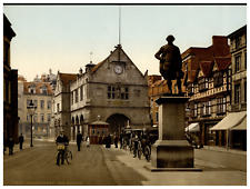 England. Shrewsbury. The Square. Vintage photochrome by P.Z, photochrome Zurich picture