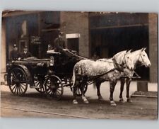 c1910 EARLY Fire Truck Fireman Horse Pulled Albion Michigan MI RPPC Postcard picture