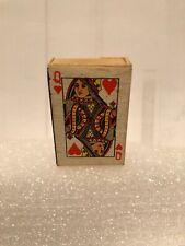 Vintage Rare Mini Queen Of Hearts Wooden Red Tip Matchbox Made in Italy. picture