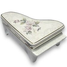 Vintage Piano Shaped Trinket Box Hinged Lid Europa Bomboniere Floral picture