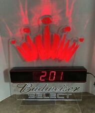 BUDWEISER SELECT BEER LIGHT UP CLOCK LED SIGN GAME ROOM ANHEUSER BUSCH PUB NEW picture